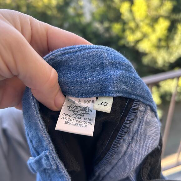 Rag & Bone High Rise Linen Cropped Jean Tuxedo Stripe Size 30 - Picture 6 of 7